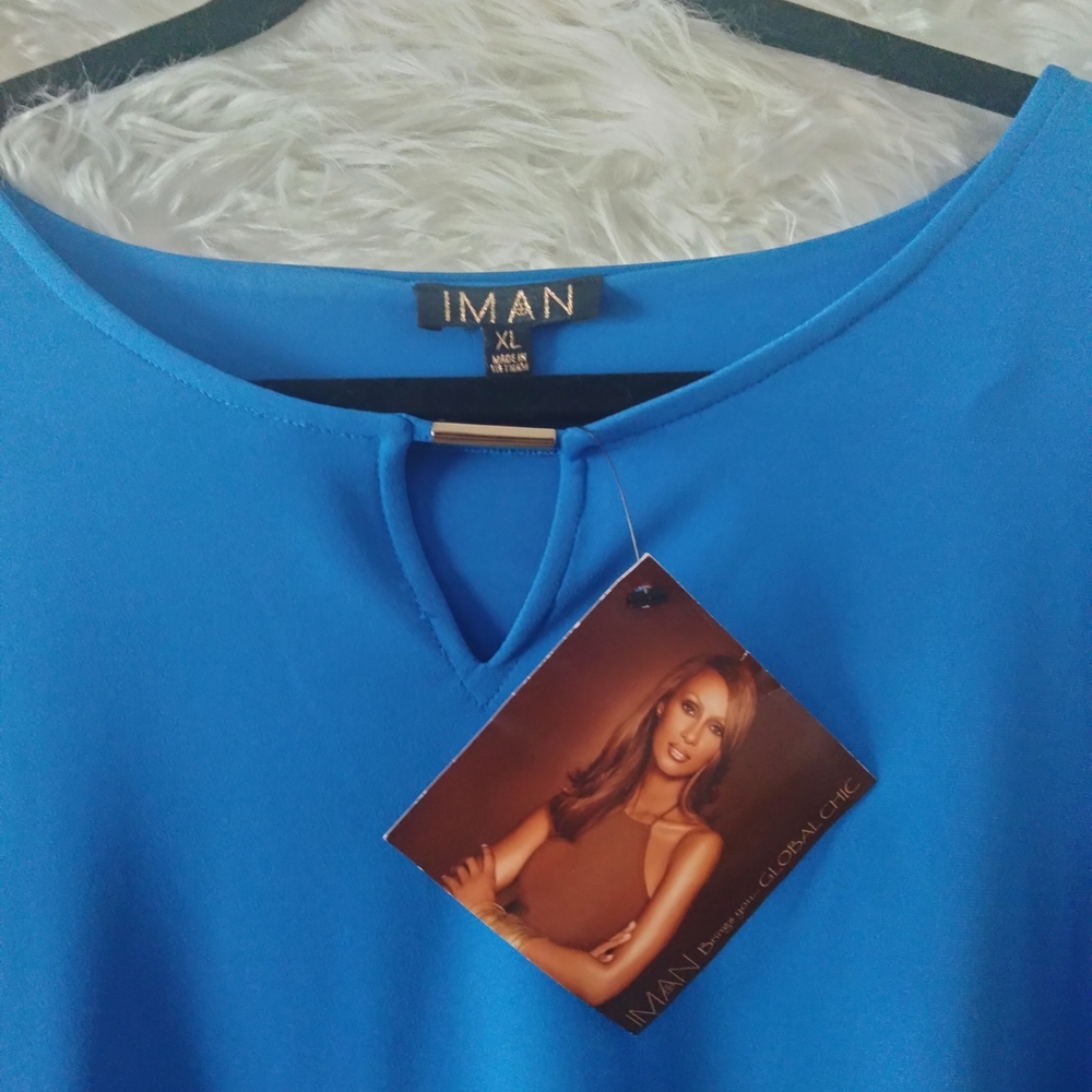NWT IMAN Global Chic Long-Sleeve Top 💙 Bold Color, Effortless Glam - Picture 3 of 5